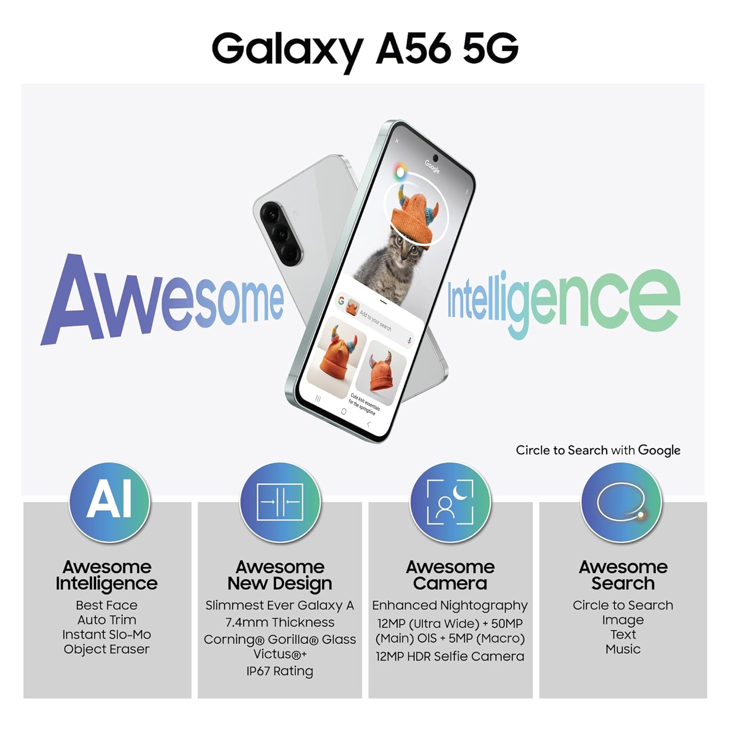 Samsung Galaxy A56 5G, 8 GB RAM, 6.7 Samsung Galaxy A56 5G, 8 GB RAM, 6.7